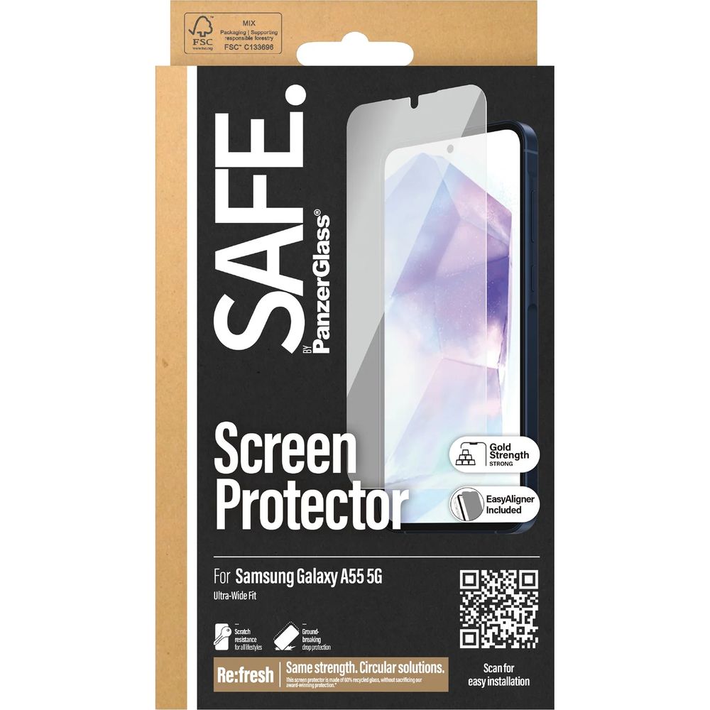 Szkło hartowane na cały ekran Safe by PanzerGlass Ultra-Wide Fit EasyAligner do Galaxy A55 5G